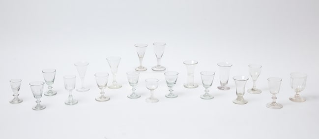 Group of Nineteen Early Wine Glasses
