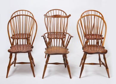 Group of Six Windsor Chairs inc Dimes