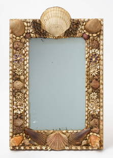 Seashell Wall Mirror: Seashell wall mirror. American, 19th century. Overall: H 25-1/2 in. W 16-3/4 in. Mirror only: H 16-1/2 in. W 10 in. Condition: Minor surface wear commensurate with age.