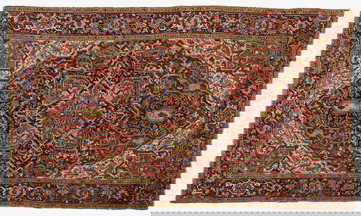 Large Oriental Carpet: Large oriental carpet. First half of 20th century. L 147 in. W 105 in. Condition: Minor wear from use. Overall very good.&nbsp; Link to high-res images:&nbsp;https://www.dropbox.com/scl/fo/lks79r4r7er