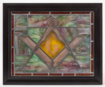 Masonic Lodge Stained Glass - Square and Compasses