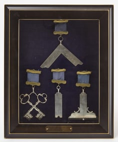 Framed Series of Coin Silver Masonic Medals