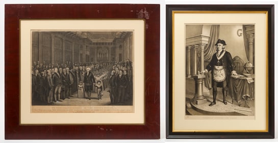 Two Masonic Lithographs - Grand Lodge, and Franklin Opening the Lodge