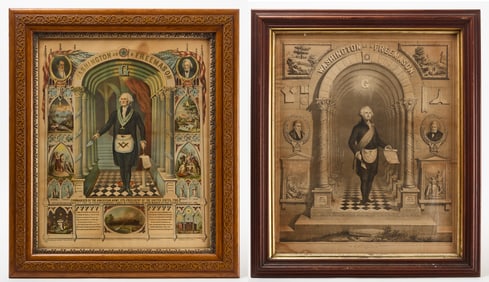 Two 'Washington As A Freemason' Lithographs