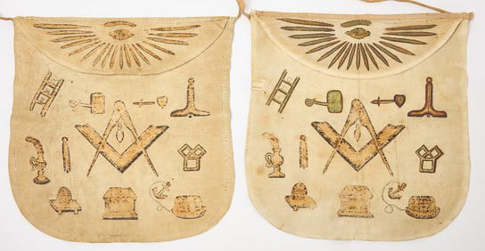 Two Lambskin Masonic Aprons