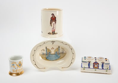 Group of Four Masonic Ceramic Items