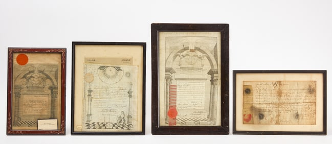 Four Early Masonic Membership Certificates