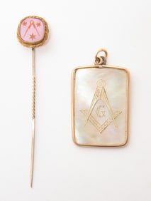 Masonic Intaglio Stickpin and Pendant