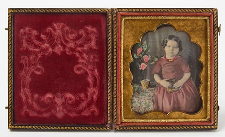 Daguerreotype Portrait of a Girl in a Red Dress