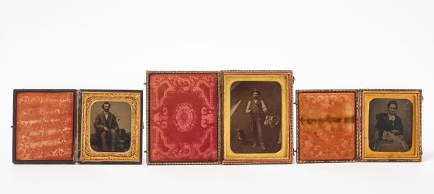 Three Cased Tintypes with Dogs