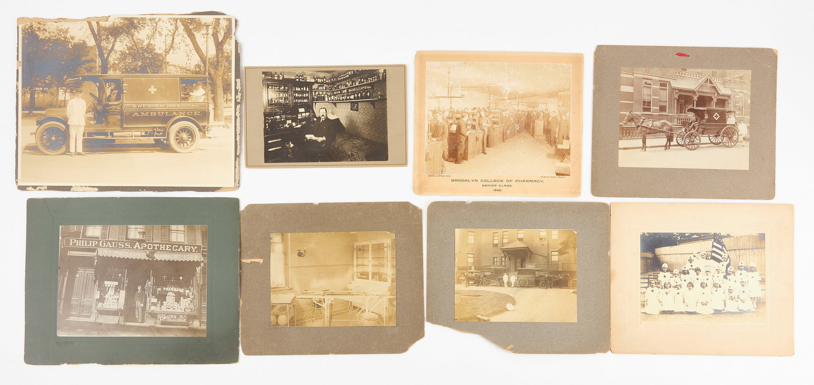 Eight Early Photographs - Medical, Pharmacy, Ambulances, and More (1 of 2)