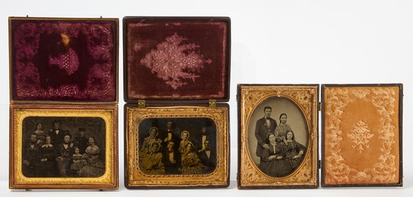 Three Half Plate Cased Images of Family Groups