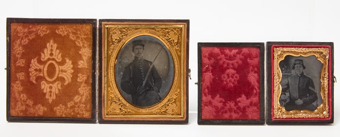 Two Civil War Soldier Ruby Ambrotypes