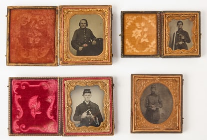 Four Cased Images of Double-Armed Civil War Soldiers