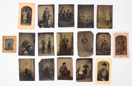 Group of Seventeen Tintype Photographs - Occupational and Uniforms