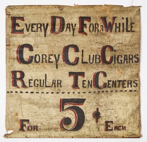Corey Club Cigars Trade Sign