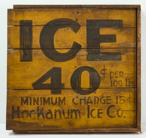 Hockanum Ice Co. Crate with Ice Saw Blade