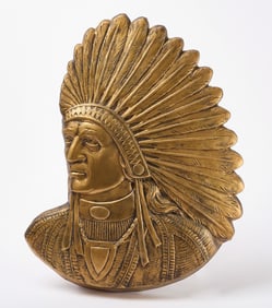 Early Horse Hair Plaster Native American Chief Plaque