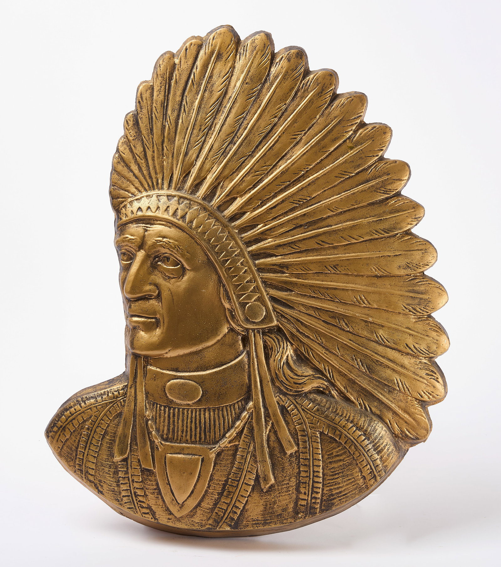 Early Horse Hair Plaster Native American Chief Plaque (1 of 3)