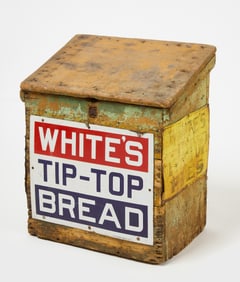 Slant Front Bread Box with Signs - White's Tip Top Bread