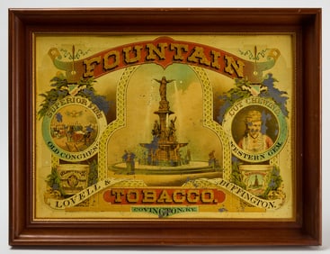 Fountain Tobacco Tin Lithograph Sign - Tuchfarber Co.