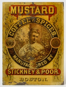Stickney & Poor Coffee and Spices Tin Lithograph Sign