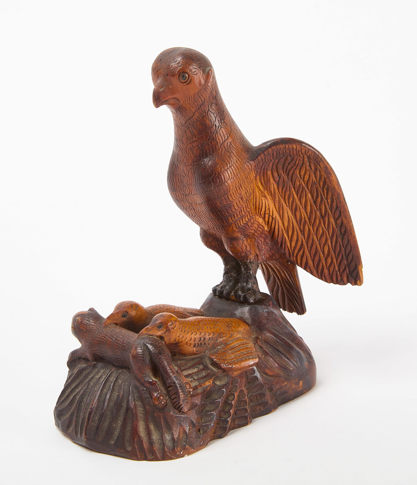Folk Art Carved Eagle. Eaglettes and Badger  with Hidden Compartment (1 of 5)