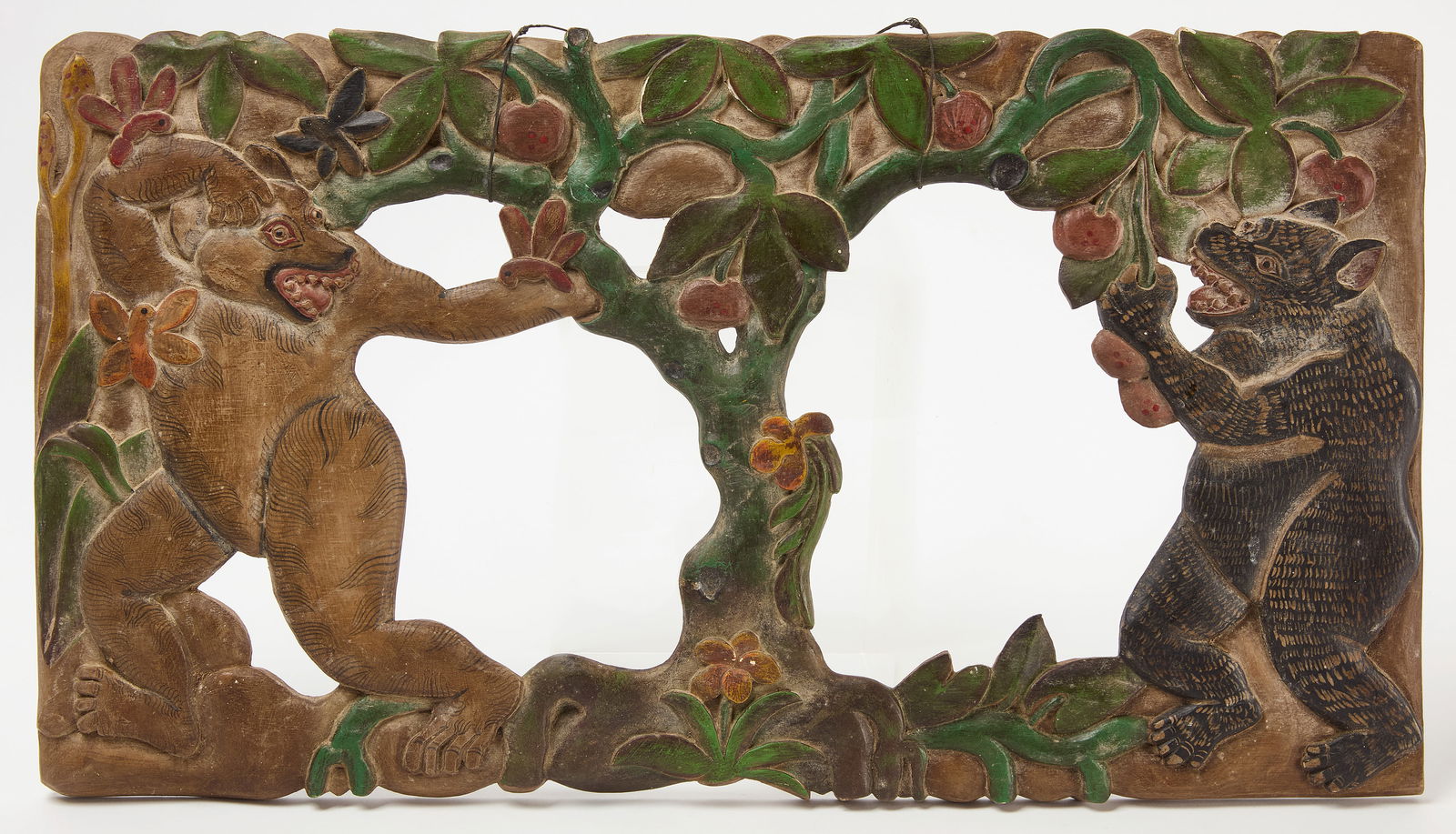 Folk Art Carved and Painted Double Frame (1 of 4)