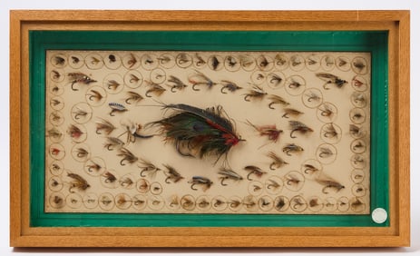 Framed Display of Salmon and Trout Flies