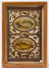 Framed Display of Fishing Bait and Flies