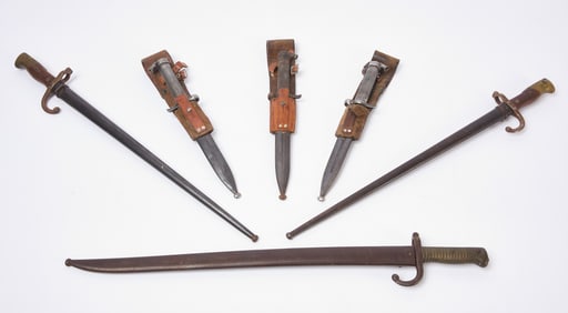 Three Swedish Bayonets and  Three French Bayonets