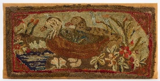 Hooked Rug with Ducks