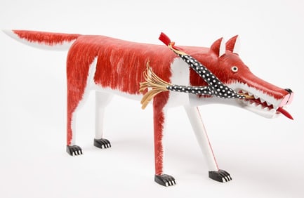 Carved and Painted Folk Art Fox