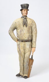 Carved and Painted Figure of a Cricket Player
