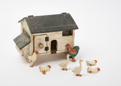 Wooden Chicken Coop with Chickens