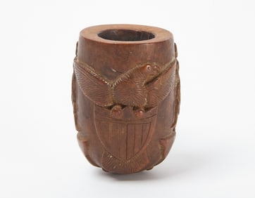 Patriotic Carved Burl Pipe Bowl