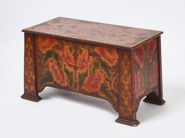 Pyrography Chest with Bees and Flowers