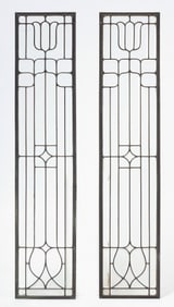 Pair of Beveled Leaded Glass Windows