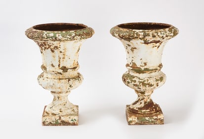 Pair of French Iron Urns