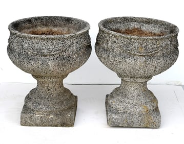 Pair of Granite Compote Planters