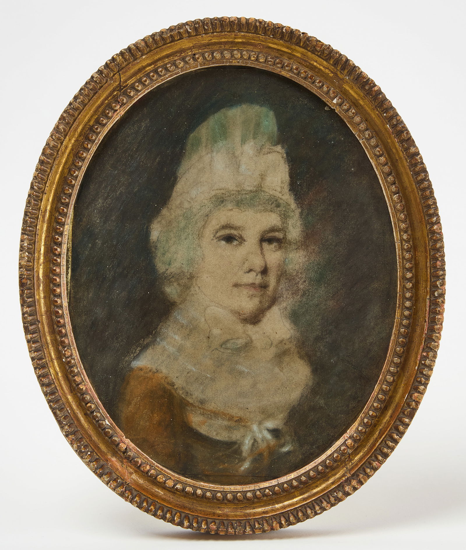 James Sharples - Portrait of Katherine Lodge: James Sharples (1751-1811) Portrait of Katherine Lodge. Signature on back. Watercolor with pencil highlights, wood backer board. English portrait painter and pastelist, who moved to the United St