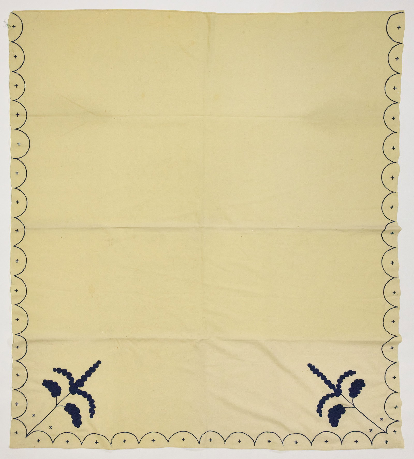 Embroidered Blanket: Embroidered blanket. New England, early 19th century. 72 in x 84 in.