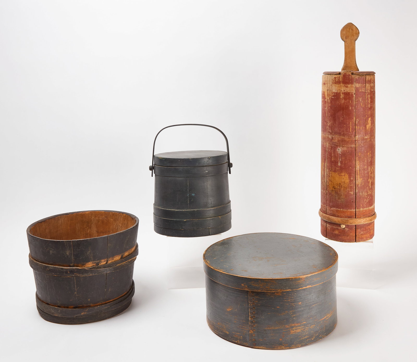 Two Painted Firkins, Pantry Box and Bucket (1 of 3)