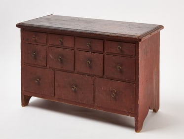 Unusual Painted 11-Drawer Apothecary Chest