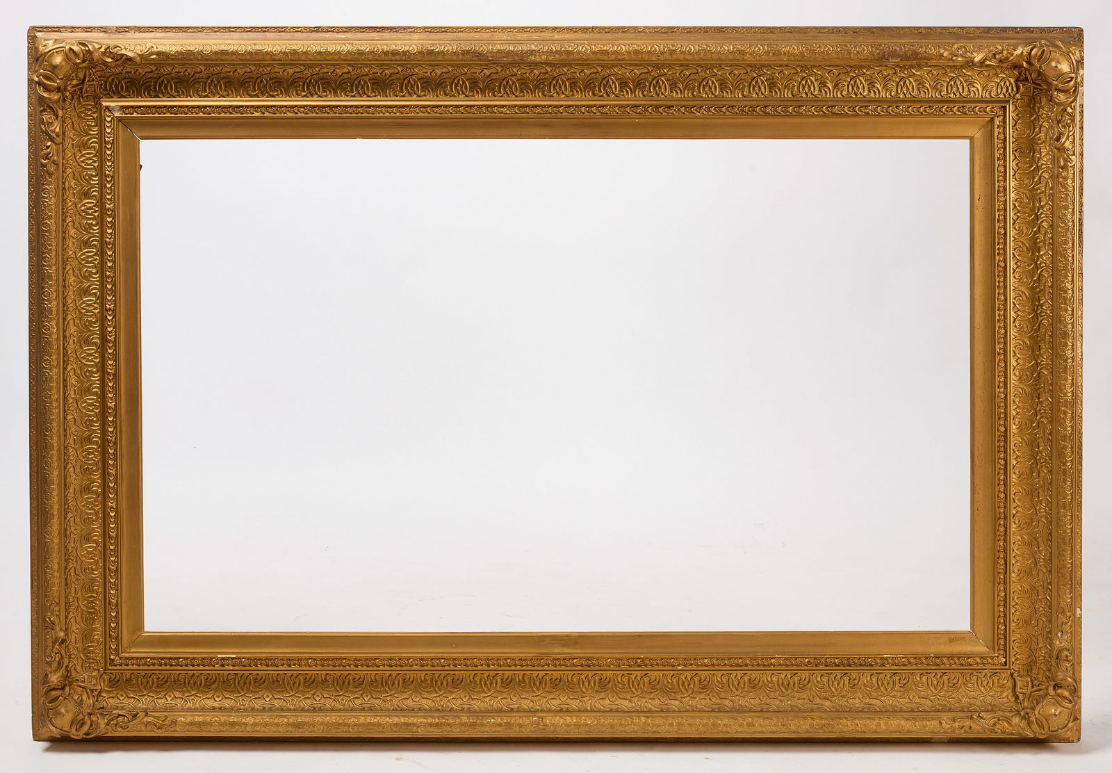 Arts and Crafts Frame, and Gilded Frame: Arts and Crafts frame, together with one other gilded frame. Frame: H 36-1/2 in. W 30-1/2 in. Rabbet: H 30 1/4 in. W 24-1/4 in. Frame: H 63 in. W 43 in. Rabbet: H 50-1/2 in. W 30-1/2 in.
