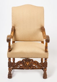 Carved Antique Walnut Armchair