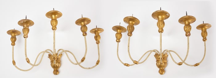 Pair of Iron and Giltwood Wall Sconces