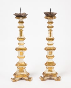 Pair of Carved Giltwood Altar Candlesticks