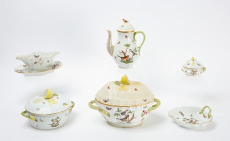 Six Piece Lot of Herend Rothschild Bird Porcelain (Hungary)
