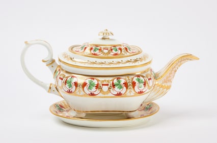 Derby Porcelain Tea Pot with Tray